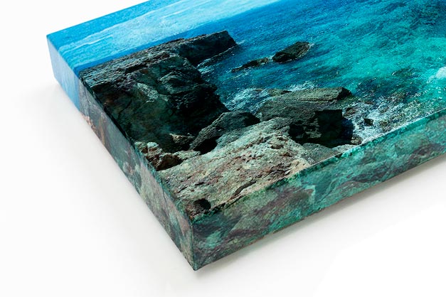 canvas print of cliff overlooking blue ocean