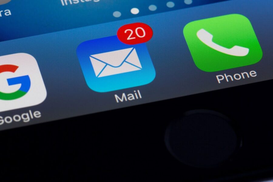 Smartphone screen showing a mail app with unread message notifications for email marketing