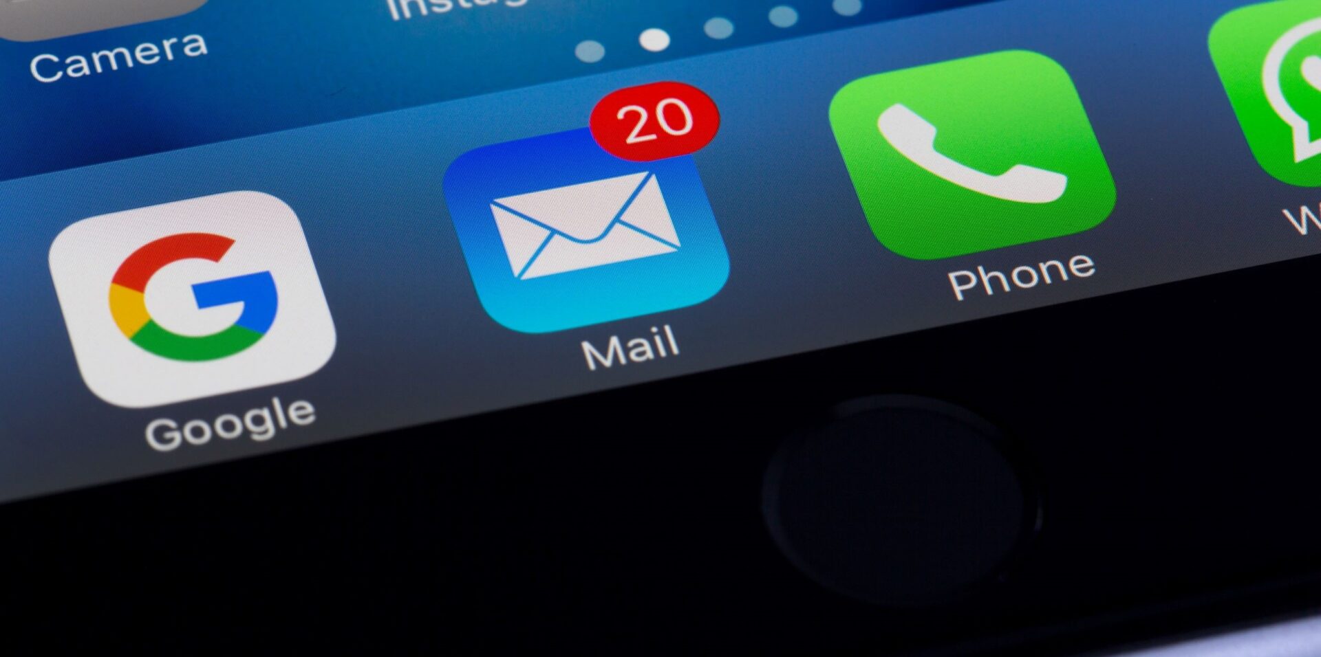 Smartphone screen showing a mail app with unread message notifications for email marketing