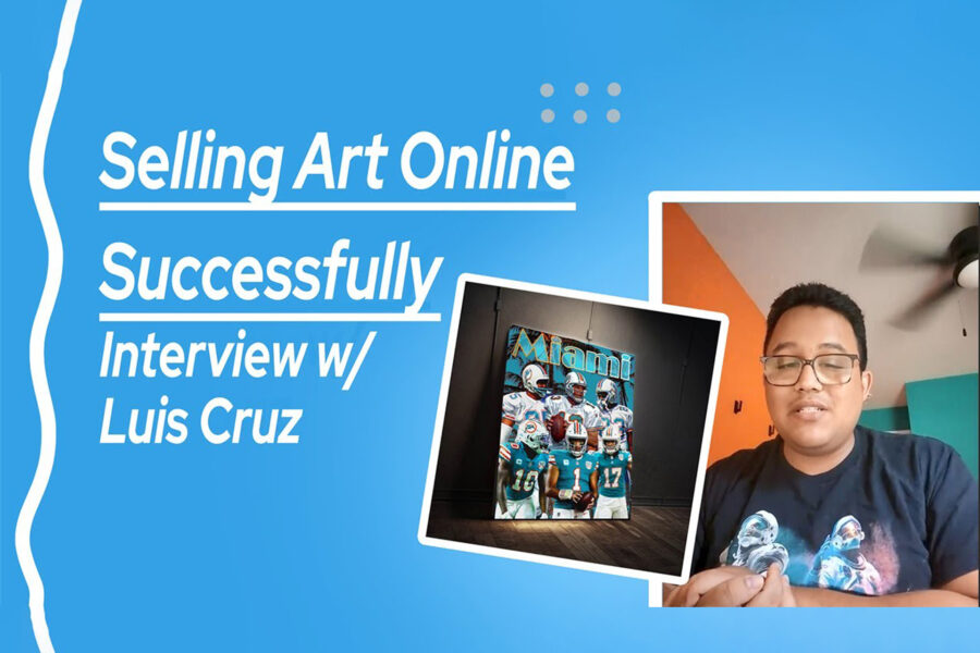 Webinar interview with an artist discussing selling art prints online and dropshipping canvas artwork