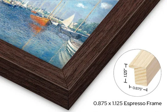 Canvas print with 0.875 x 1.125-inch white floating frame